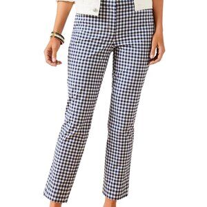 Talbots Perfect Crops Pants Womens 16P Sunrise Gingham Navy Blue White Cropped